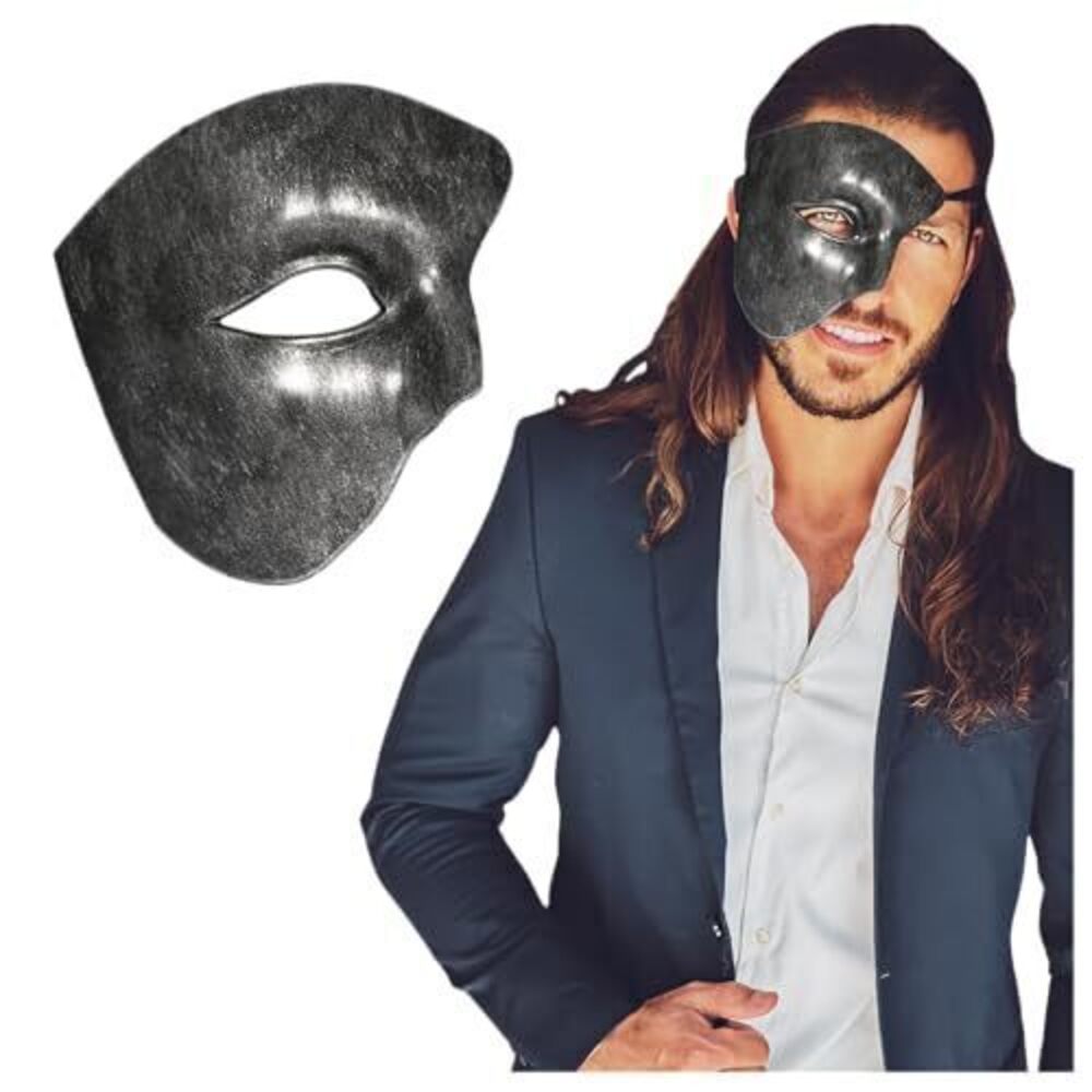 7907 Phantom Of The Opera One Eyed Masquerade Mask,One Size,Antique Black